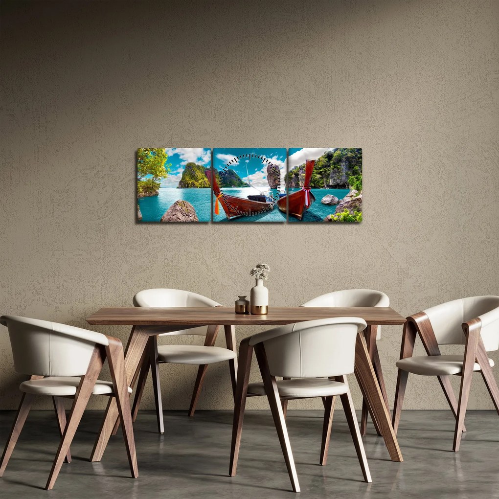 Obraz- Raj na ziemi (z zegarem) (90x30 cm)