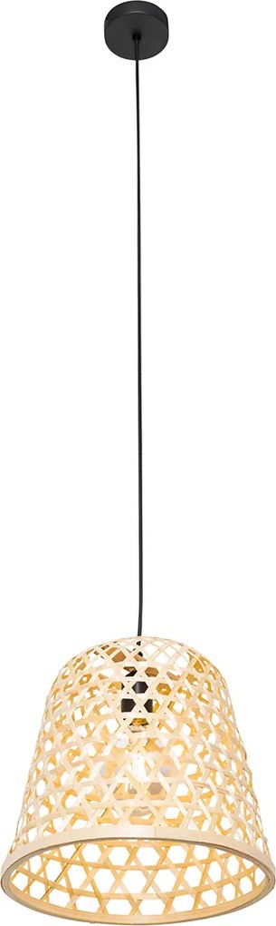 Orientalna lampa wisząca czarna z bambusowym - Rayan