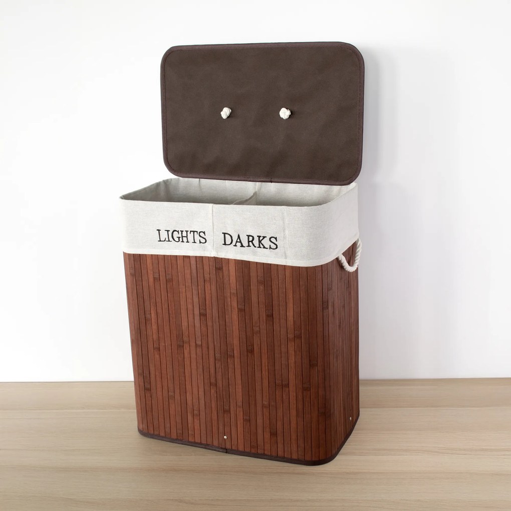 Bambusowy kosz na pranie, dwie komory SVANA, 100 l