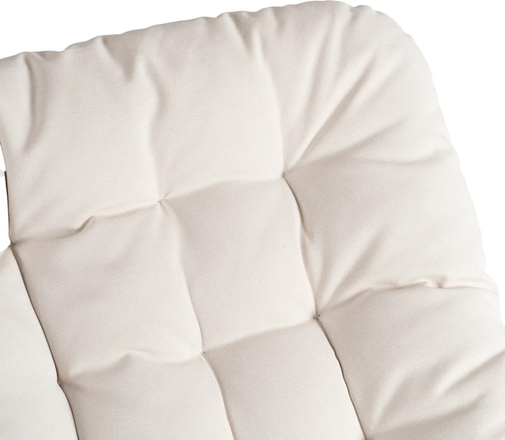 Bujany fotel na taras Aurora - bujak ogrodowy z pikowaną poduchą, beżowy