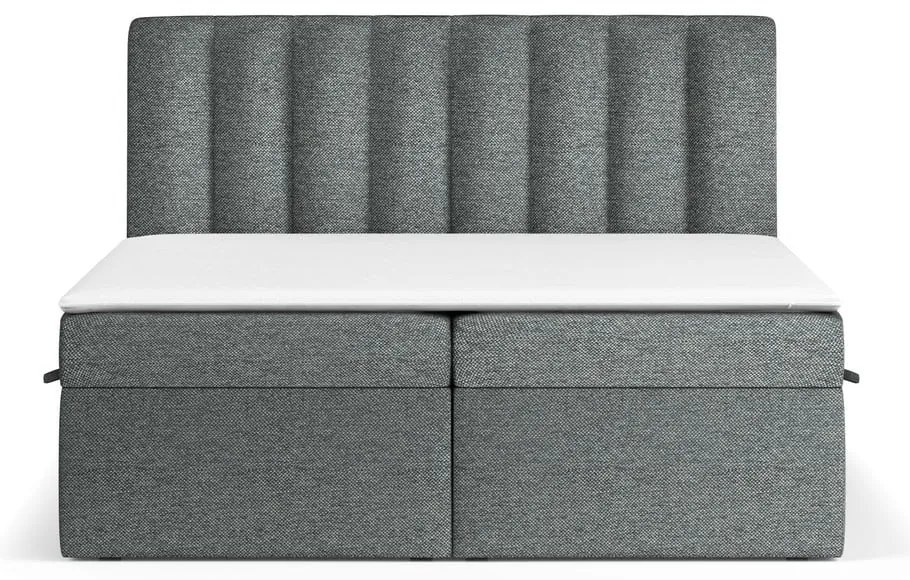 Ciemnoszare łóżko boxspring ze schowkiem 180x200 cm Novento – Maison de Rêve