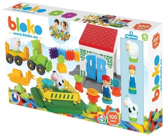 Mochtoys klocki jeżyki pin bricks farma w kartonie 100 el. + 3 figurki