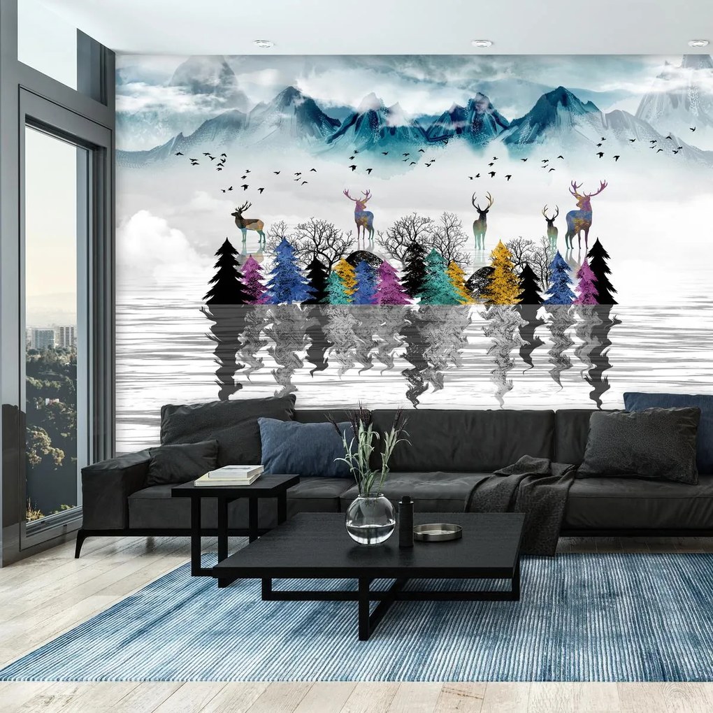 Fototapeta - Jeleń nad wodą (196x136 cm)