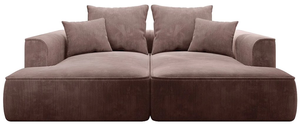 Kanapa 3-osobowa z głębokim siedziskiem z różowego sztruksu - PINETA