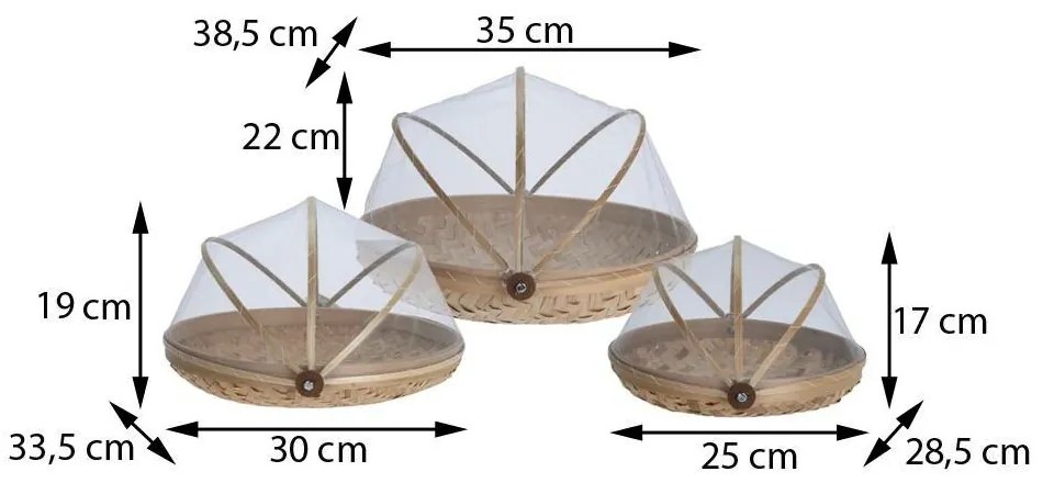 Zestaw 3 tac do serwowania z pokrywą Bamboo