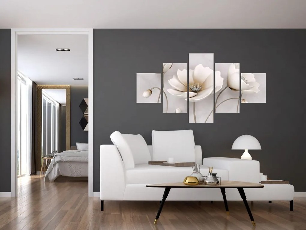 Obraz białych kwiatów (125x70 cm)