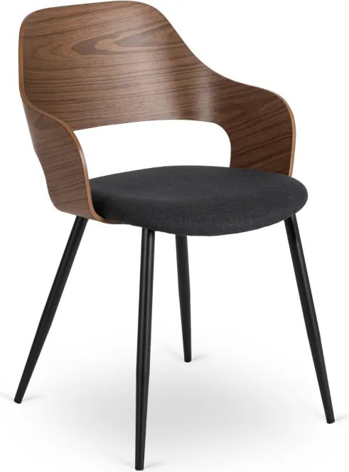Krzesło Tapicerowane z Drewna Giętego ORBI Orzech/Czarne Nowoczesne Loft