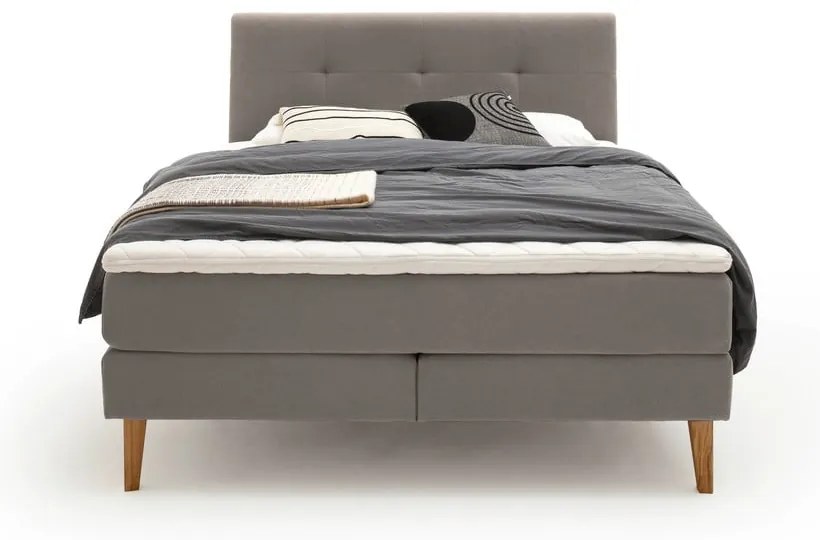 Jasnoszare łóżko boxspring 180x200 cm Stockholm – Meise Möbel