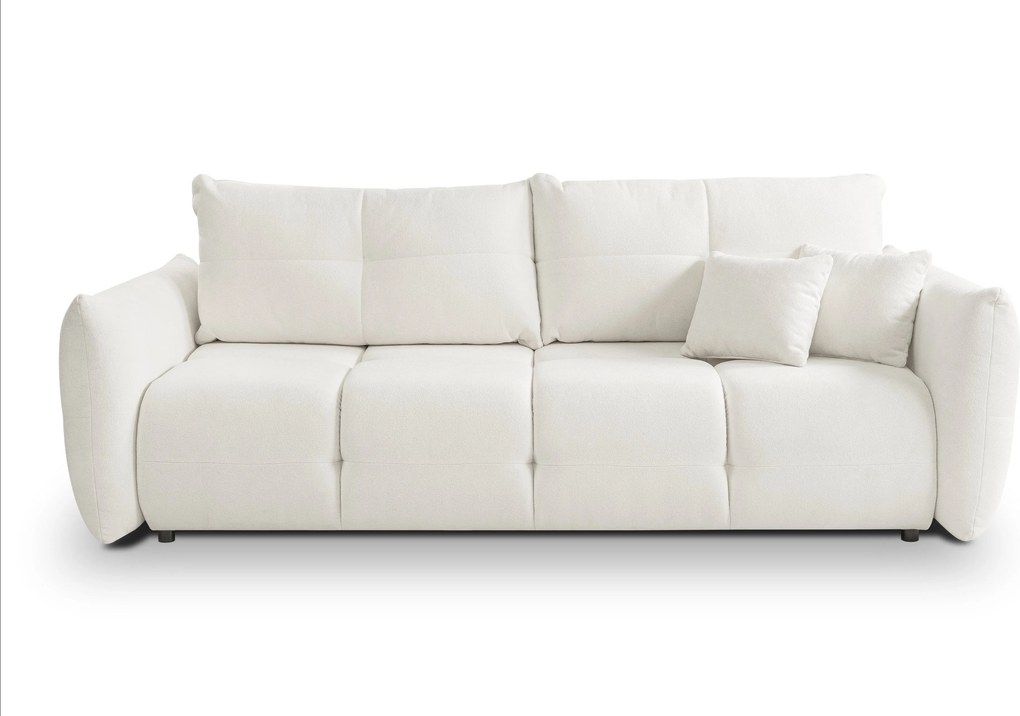 Masseno Sofa MODA z funkcją spania i pojemnikiem na pościel, Rozkładana sofa - Kremowy, SICURO 60