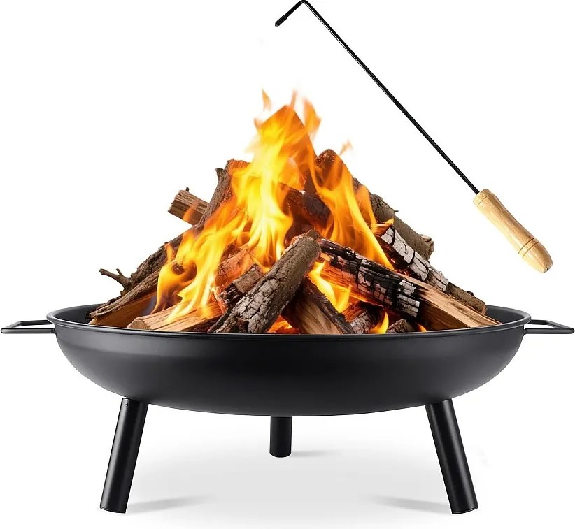 Palenisko ogrodowe Nettlife – palenisko o średnicy 58 cm z 2 uchwytami do przenoszenia i pogrzebaczem 43 cm – odpowiednie do drewna – palenisko z 2-letnią gwarancją