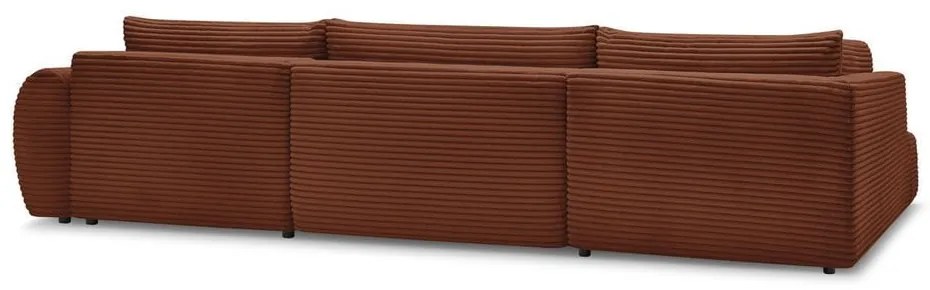 Ceglasty sztruksowy rozkładany/ze schowkiem narożnik (lewostronny/w kształcie litery U) Lucien – Bobochic Paris