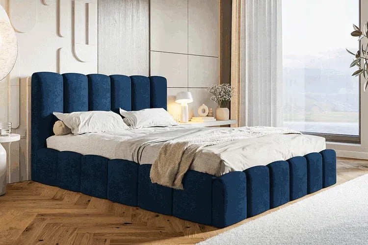 Welurowe łóżko tapicerowane z pojemnikiem 140x200 R1-N49