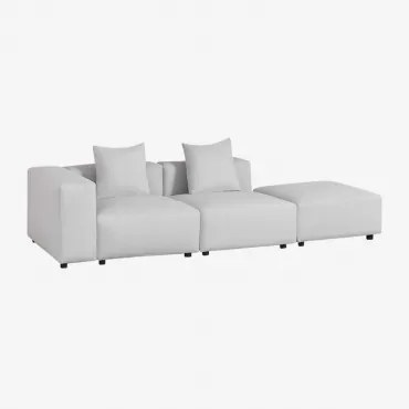 Modułowa Sofa Narożna Lewostronna Z 2 Części Z Wysokim Podłokietnikiem I Pufą ↔︎285 Cm Bruna Tkaniny Gris Glacial - Sklum