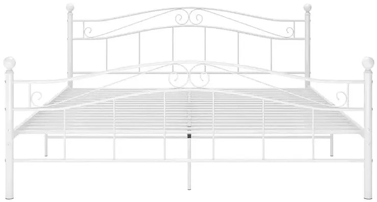 Białe metalowe łóżko z zagłówkiem 160x200 cm - Iroz