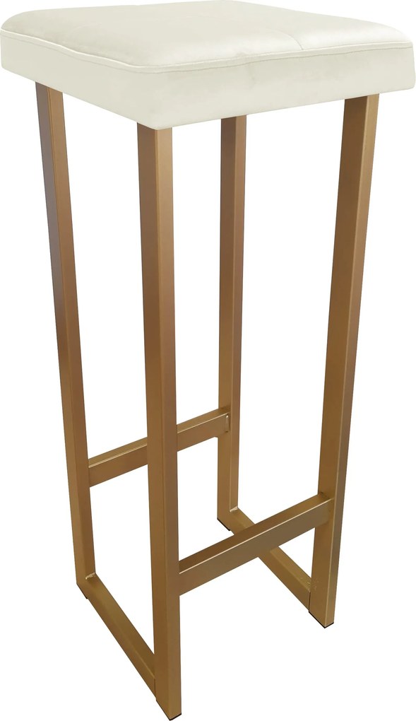 Hoker ALEX krzesło barowe tkanina Welur podstawa metalowa : Kolor Stelaża - Złoty, Kolor tkaniny - VELVET - MG50, Wysokość - 90 cm