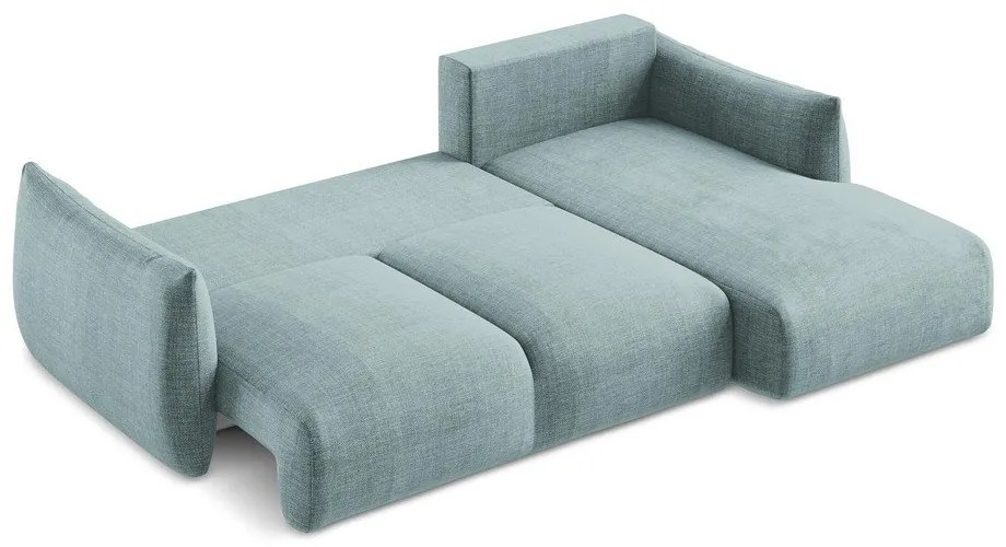 Niebieski rozkładany narożnik (prawostronny/z szezlongiem) Leila – Makamii
