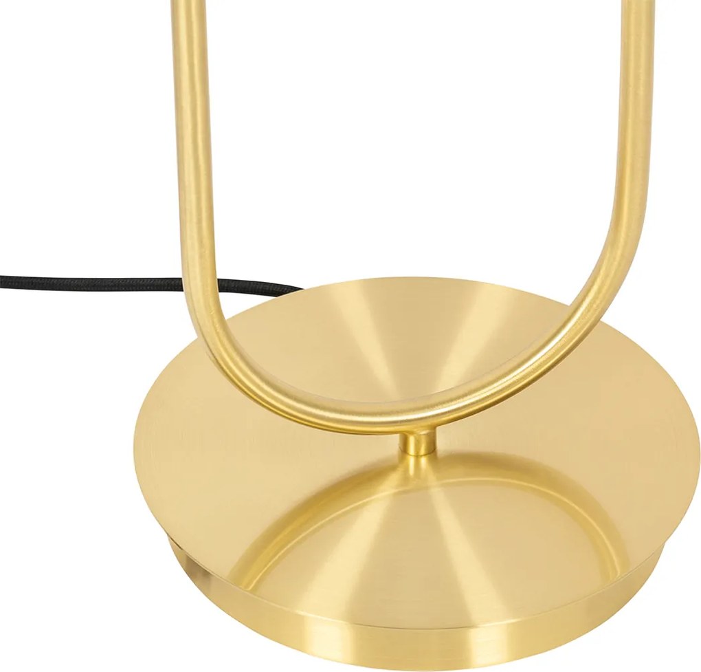 Lampa stołowa art deco złota ze szkłem 2-punktowa - Laura