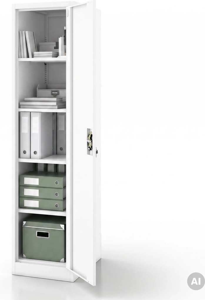 Szafa na akta kartotekowa na klucz biała, 450x1850x600 mm: ALEX D600