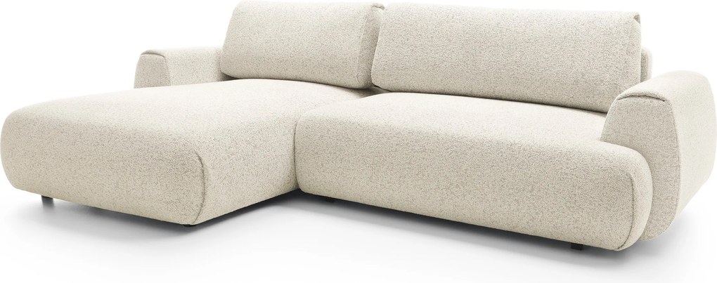 Masseno Narożnik ZEST z funkcją spania i pojemnikiem na pościel Narozniki L, Rozkładana sofa - Kremowy, PUENTE 03