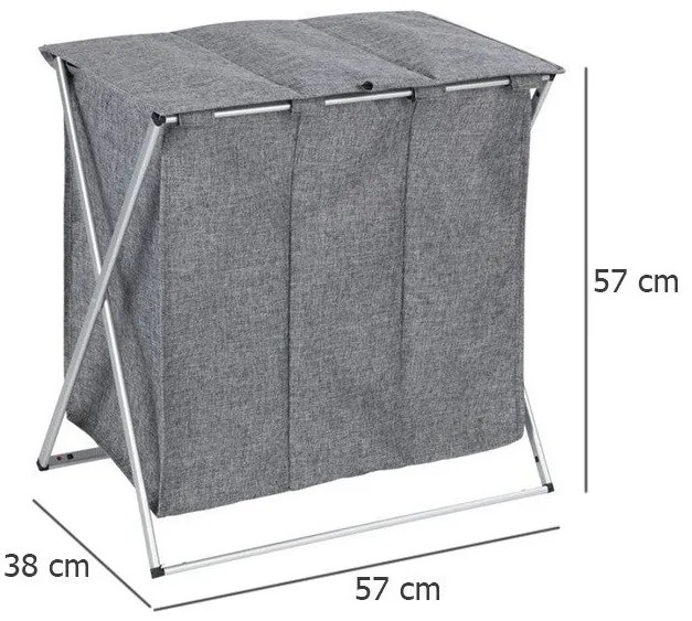Kosz na pranie TRIO TOP,  3 komory, WENKO