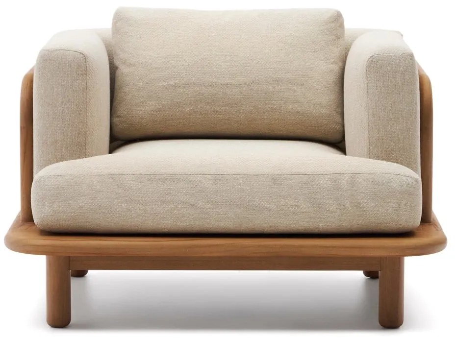 Beżowo-naturalny drewniany fotel ogrodowy Turqueta – Kave Home