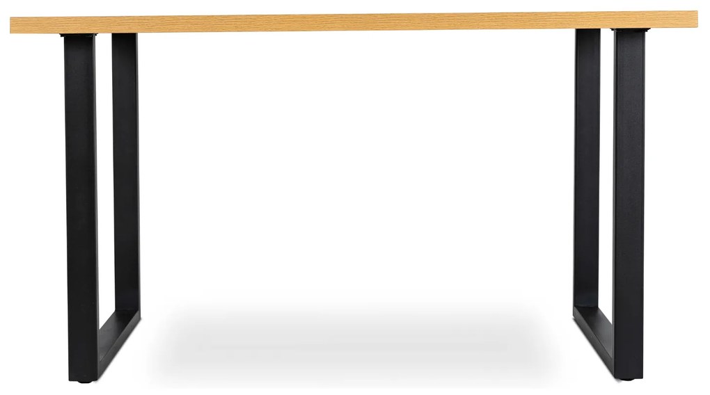 Zestaw Stół Prostokątny VETTEL 120 cm Dąb Złoty/Czarny i 4 Krzesła Tapicerowane PERU 2 Czarne Nowoczesne Loft