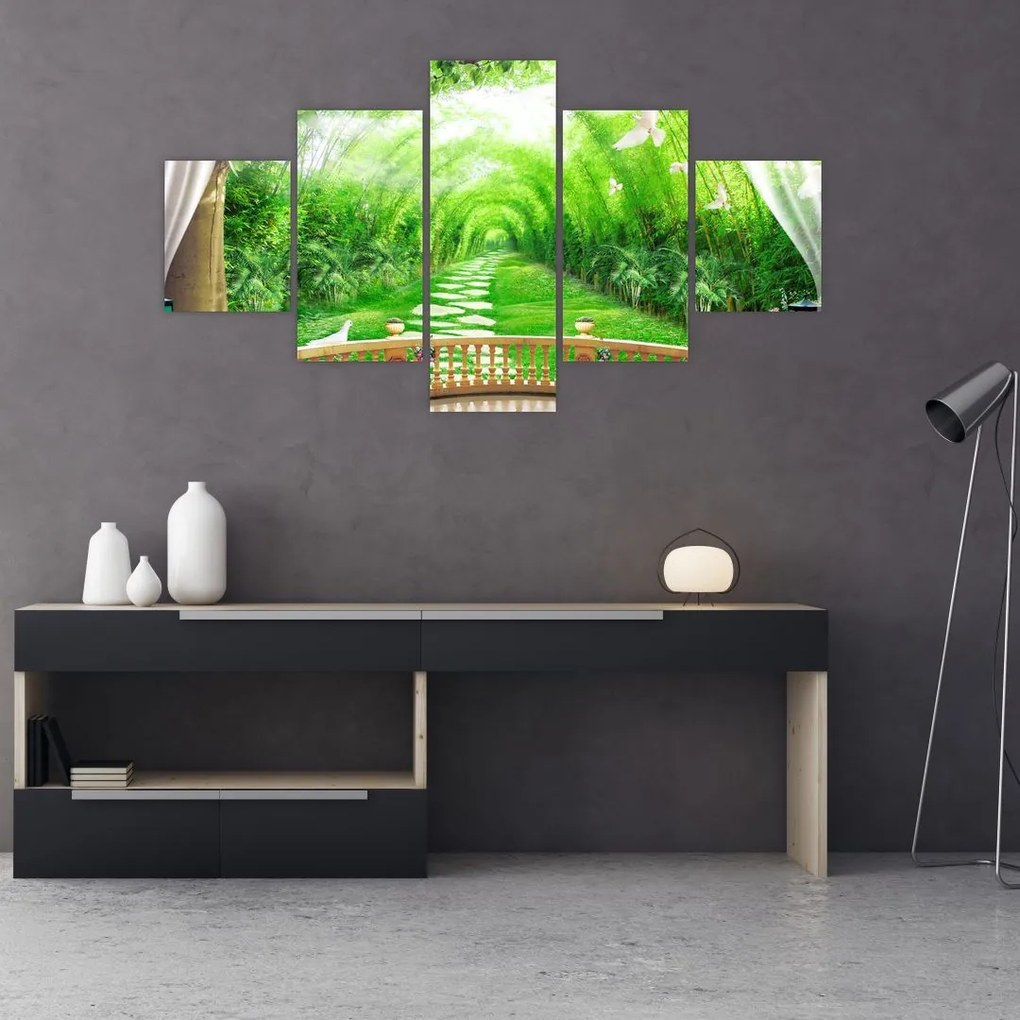 Obraz - Widok na tropikalny ogród (125x70 cm)