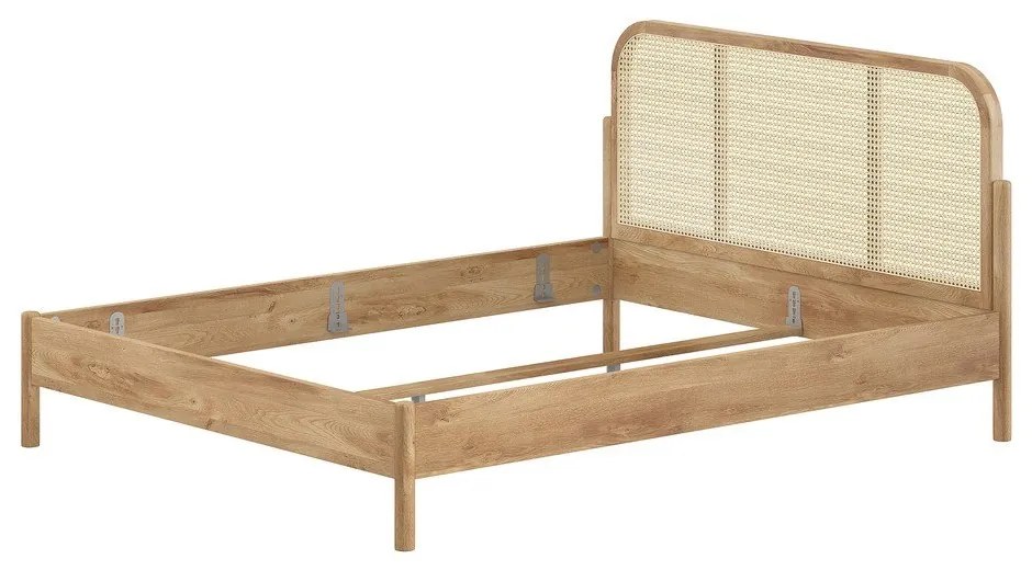 Łóżko dwuosobowe z litego drewna dębowego bez stelaża 160x200 cm w naturalnym kolorze Olive Rotan – Vipack