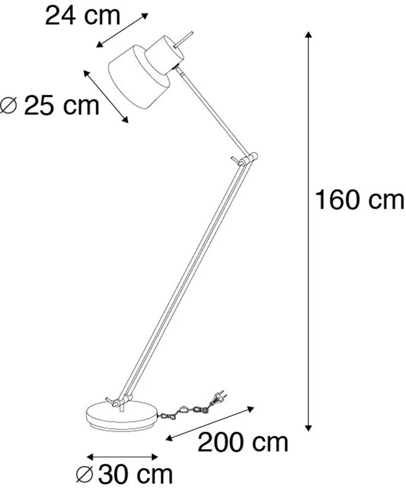 Lampa podłogowa w stylu Retro czarna - Chappie Retro Oswietlenie wewnetrzne