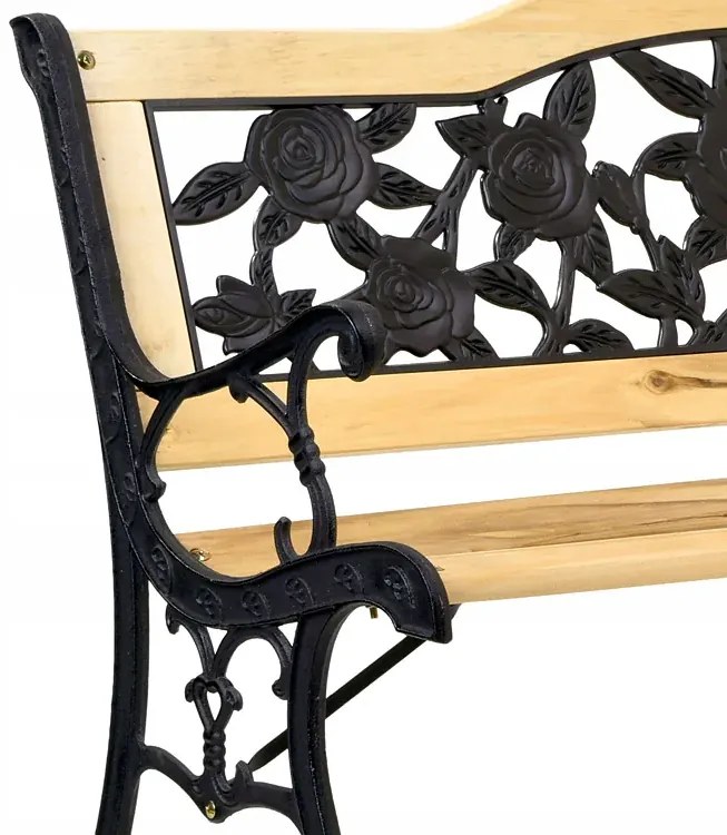 Żeliwna ławka parkowa z motywem róży P7-D64