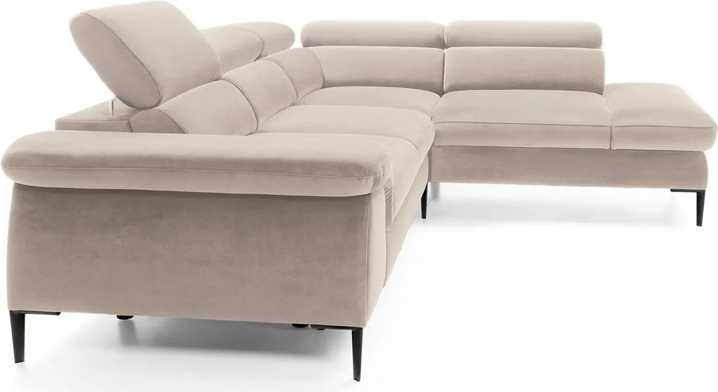 Beżowy narożnik w kształcie L z zagłówkami C0-M87