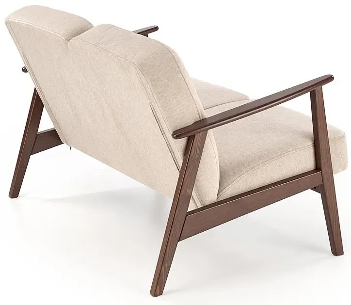 Drewniana beżowa tapicerowana sofa retro - Alexander 4X