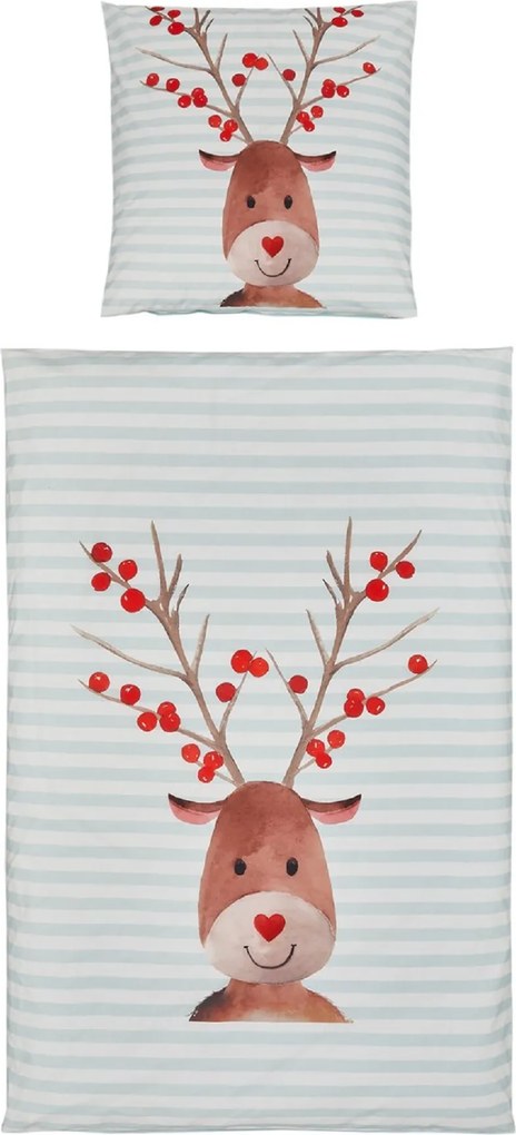 PrzytulneMieszkanie.pl PrzytulneMieszkanie.pl Dziecięca pościel z bawełny renforcé FYNN FROST jasnoniebieska Rozmiar pościeli: 80 x 80 cm | 135 x 200 cm