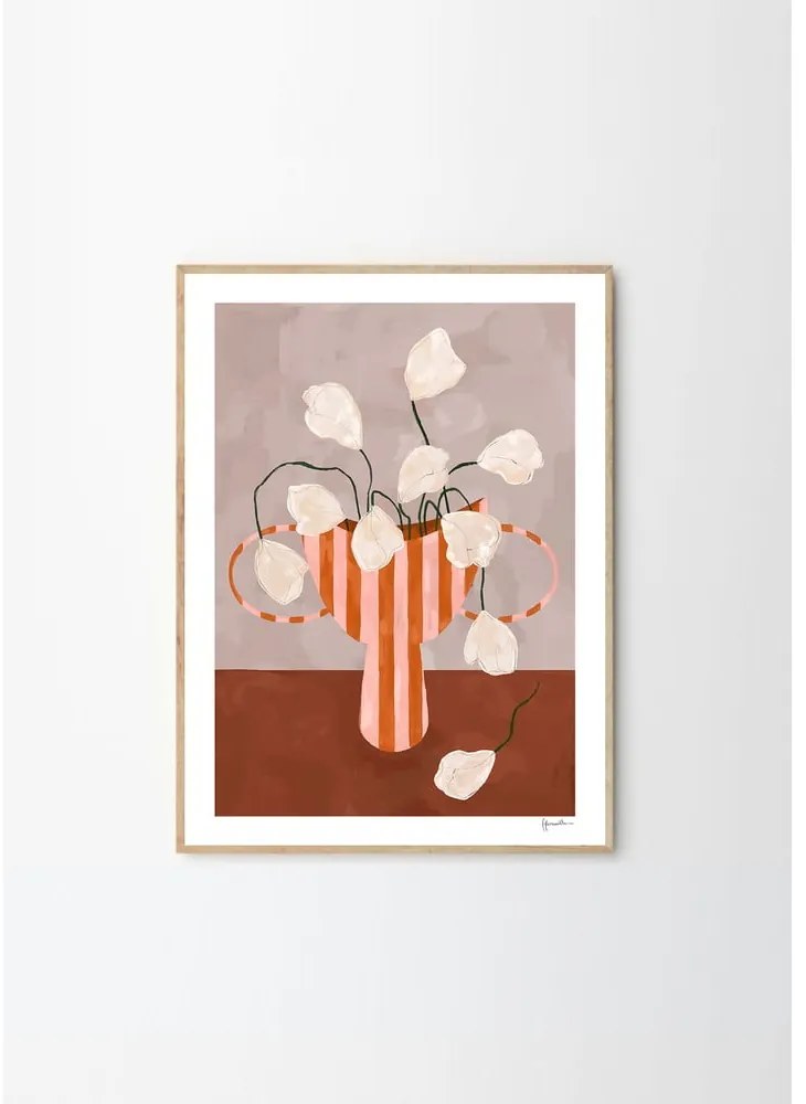 Plakat 50x70 cm White Flowers in Striped Vase – Frankie Penwill – The Poster Club