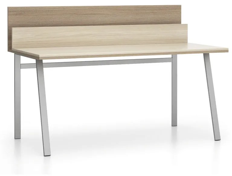 Biurko SINGLE LAYERS z przegrodami, dąb naturalny/dąb bejcowany