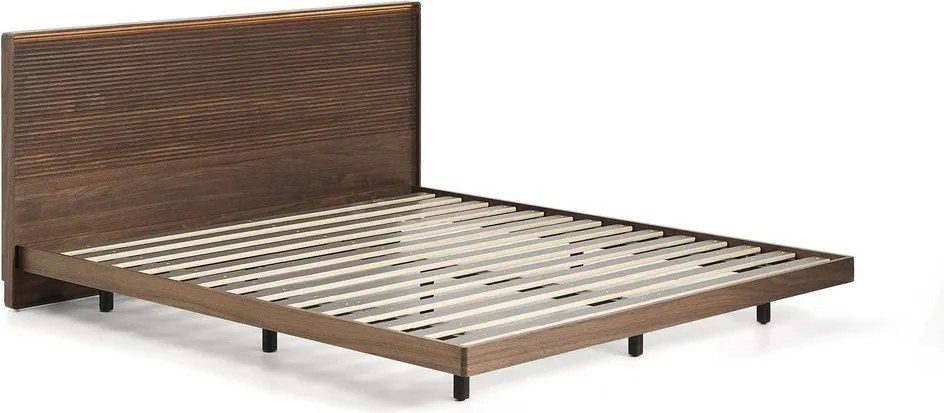 Brązowe łóżko dwuosobowe z litego drewna brzozowego ze stelażem 180x200 cm Norlen – Kave Home