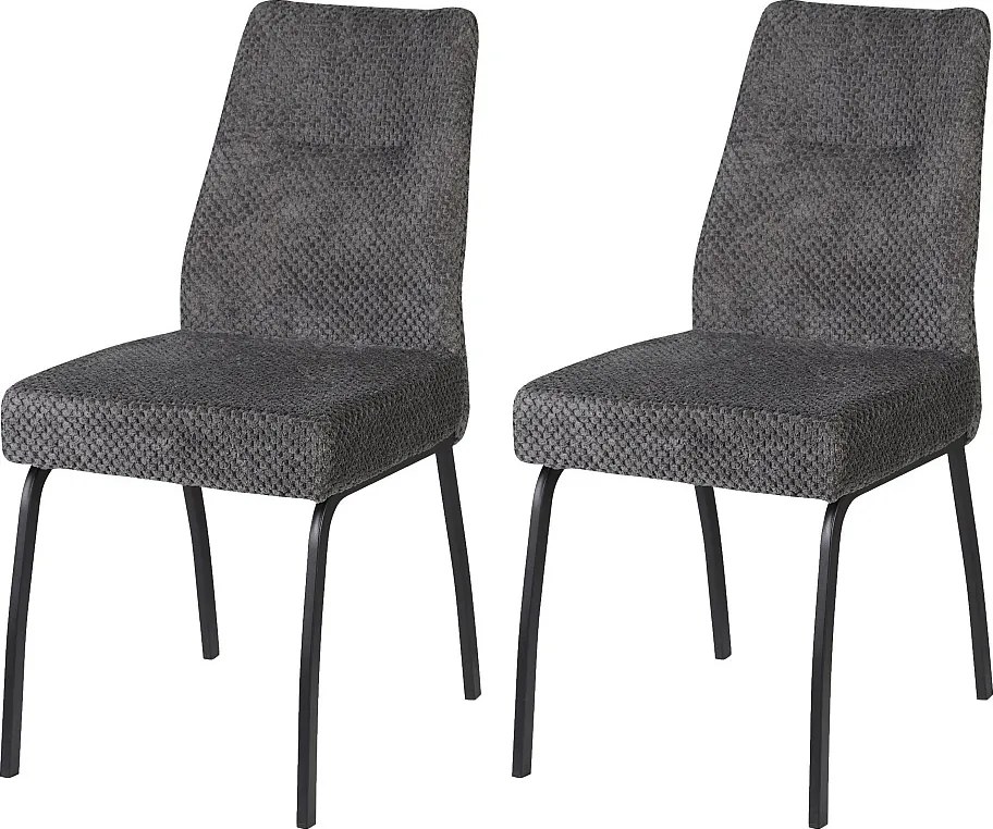 Krzesła do jadalni zestaw 2 szt. - tkanina i metal - szare - ANABEL