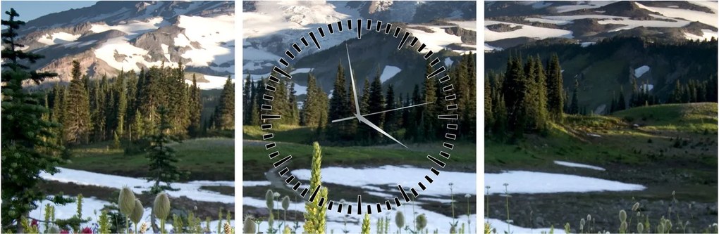 Obraz - Mount Rainier (z zegarem) (90x30 cm)
