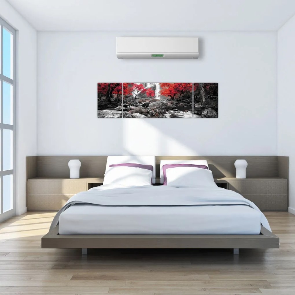 Obraz - Wodospady w jesiennym krajobrazie (170x50 cm)