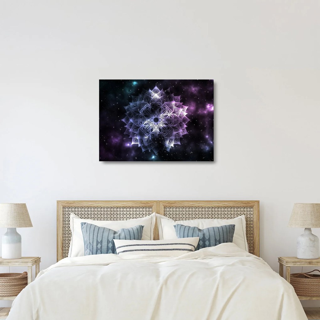 Obraz na szkle - Mandala lotosu w kosmosie (70x50 cm)