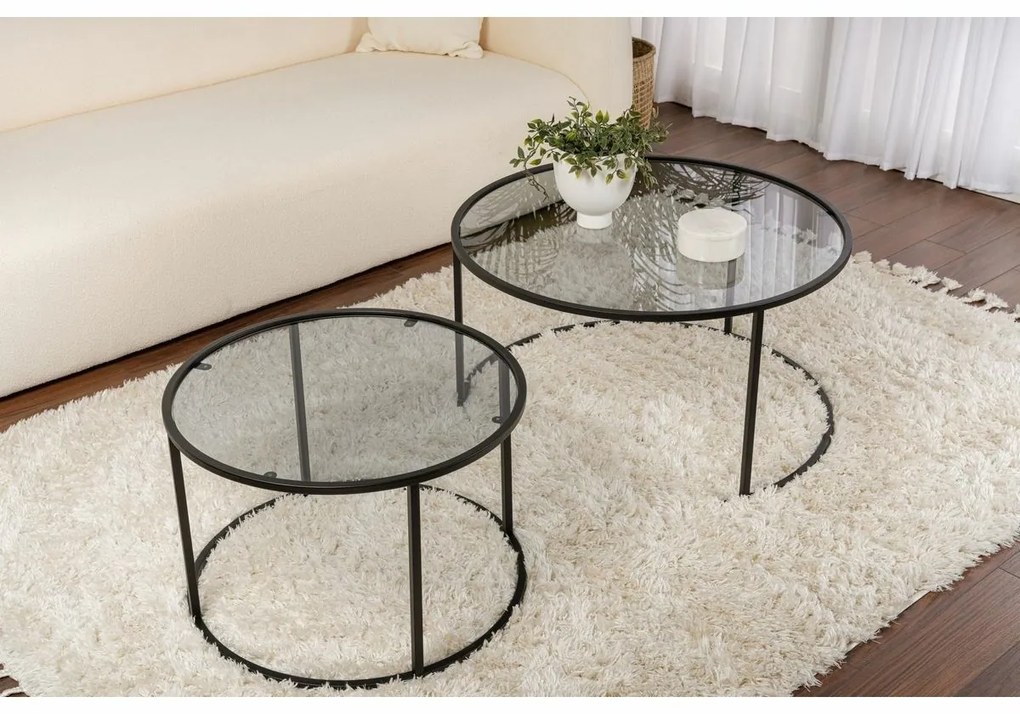 Zestaw stolików konferencyjnych Aurum Black and Grey 80 cm, 2 szt.