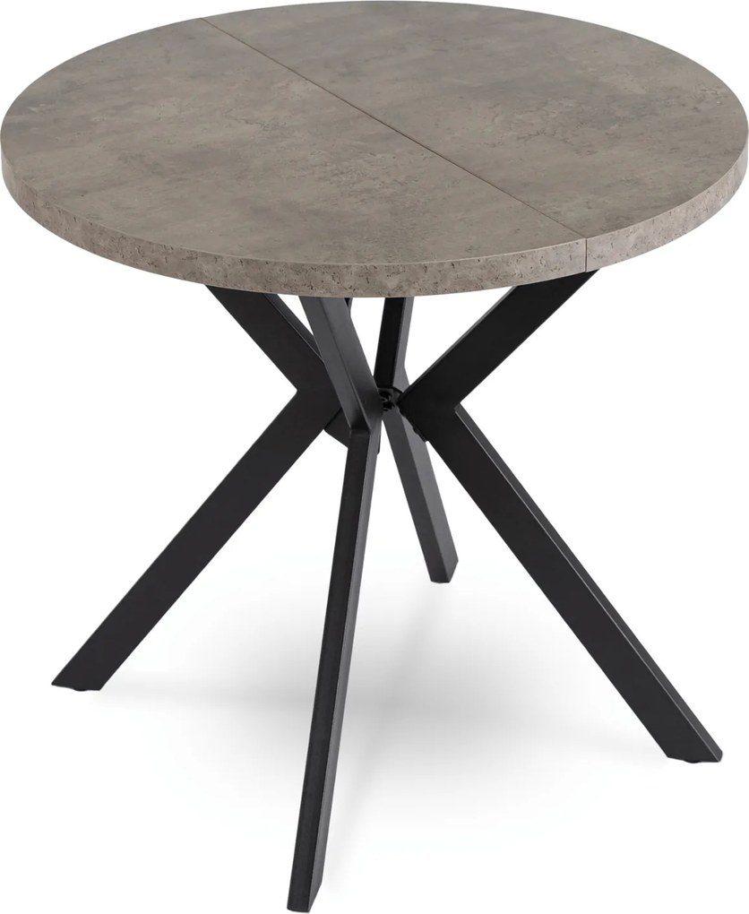 Rozkładany stół jadalniany okrągły Dorian 80-160 cm, beton/czarny