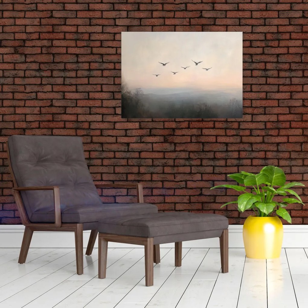 Obraz na szkle - Stado ptaków (70x50 cm)