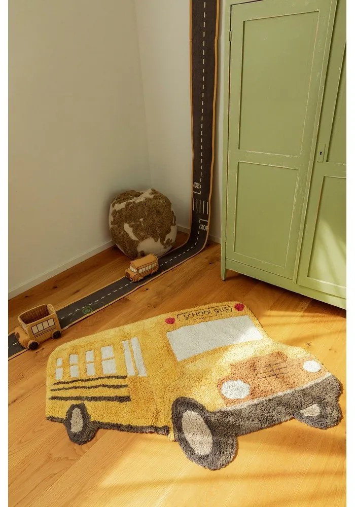 Bawełniany dywan dziecięcy odpowiedni do prania/tkany ręcznie w kolorze ochry 90x130 cm School Bus – Lorena Canals