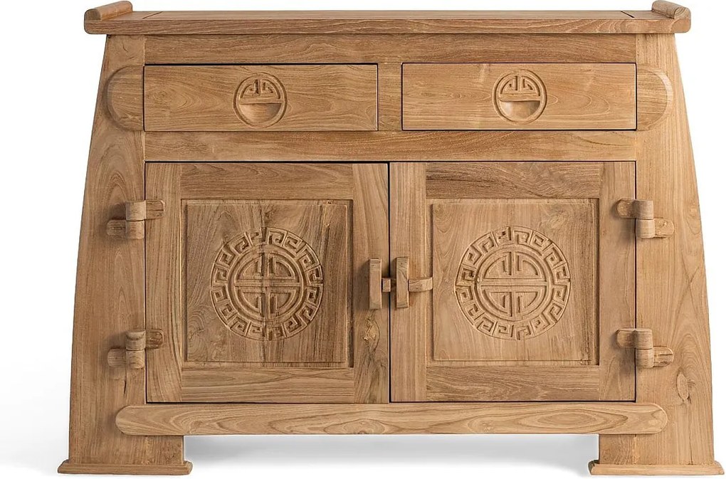 Komoda z drewna tekowego w stylu kolonialnym orientalnym - 77x110x41