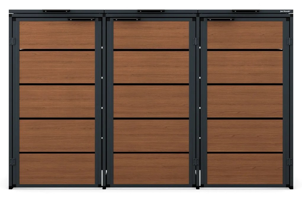 Zabudowa śmietnikowa 120L trzykomorowa, antracyt - orzech