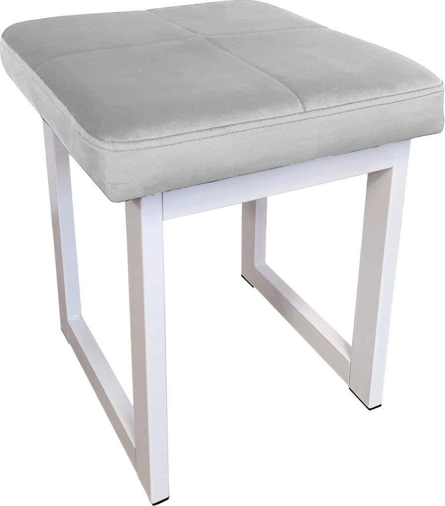 Taboret SOLID tkanina Welur stelaż metalowy STOŁEK LOFT : Kolor Stelaża - Biały, Kolor tkaniny - VELVET - MG39, Typ tkaniny - Velvet, Wysokość - 45 cm