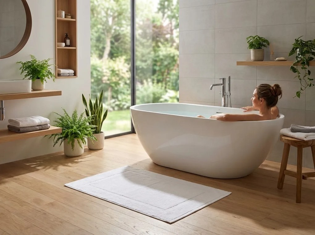 Mata łazienkowa Deluxe 50 x 70 cm biała