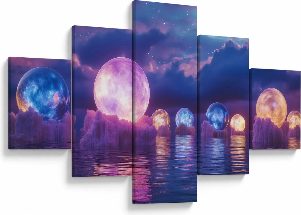 Obraz - Planety na wodzie (125x70 cm)