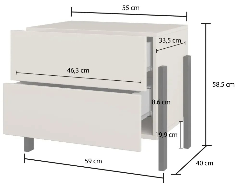 Szafka nocna JUKON 2S 55cm kaszmirowa HELVETIA